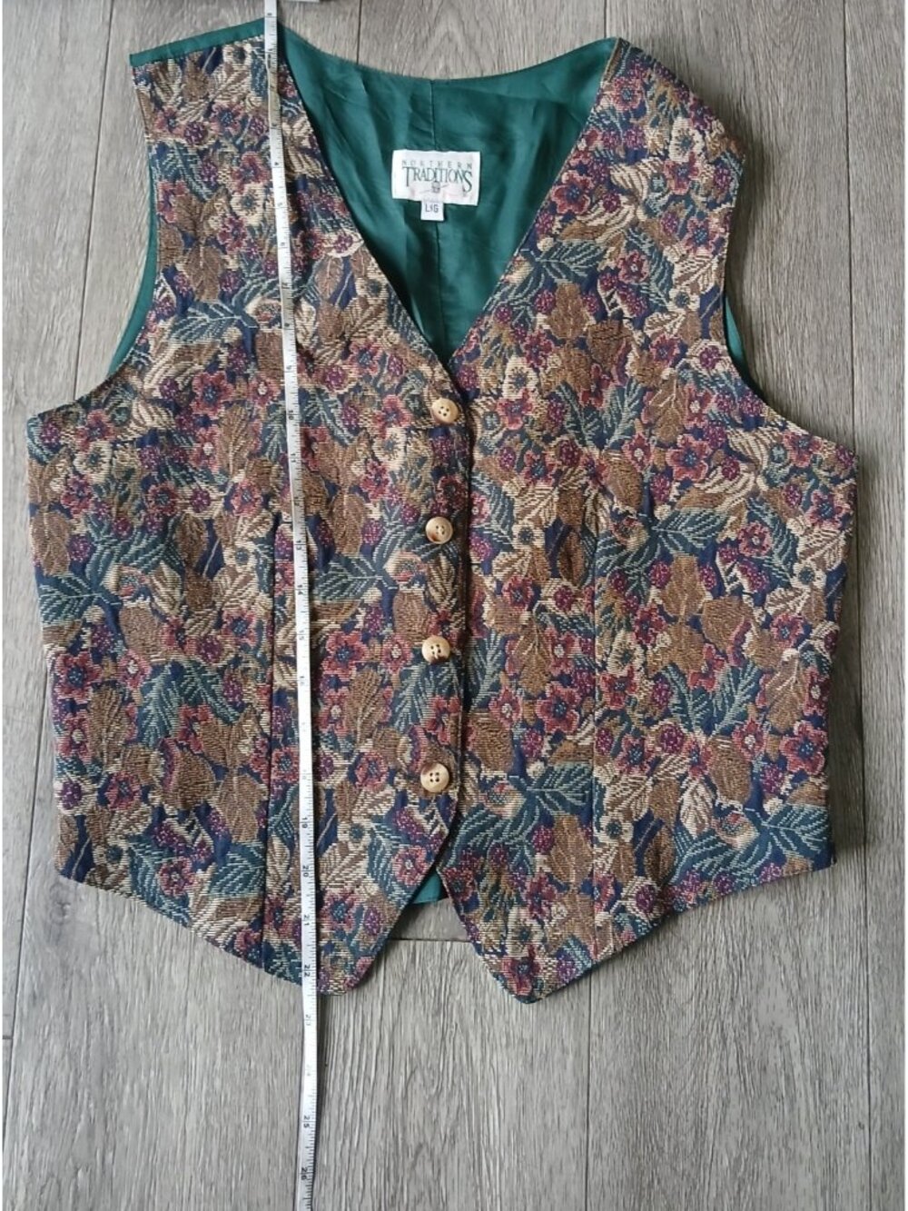 VTG Northern Traditions Floral Tapestry Vest Women’s Large Cottagecore Gobelin - Picture 7 of 8